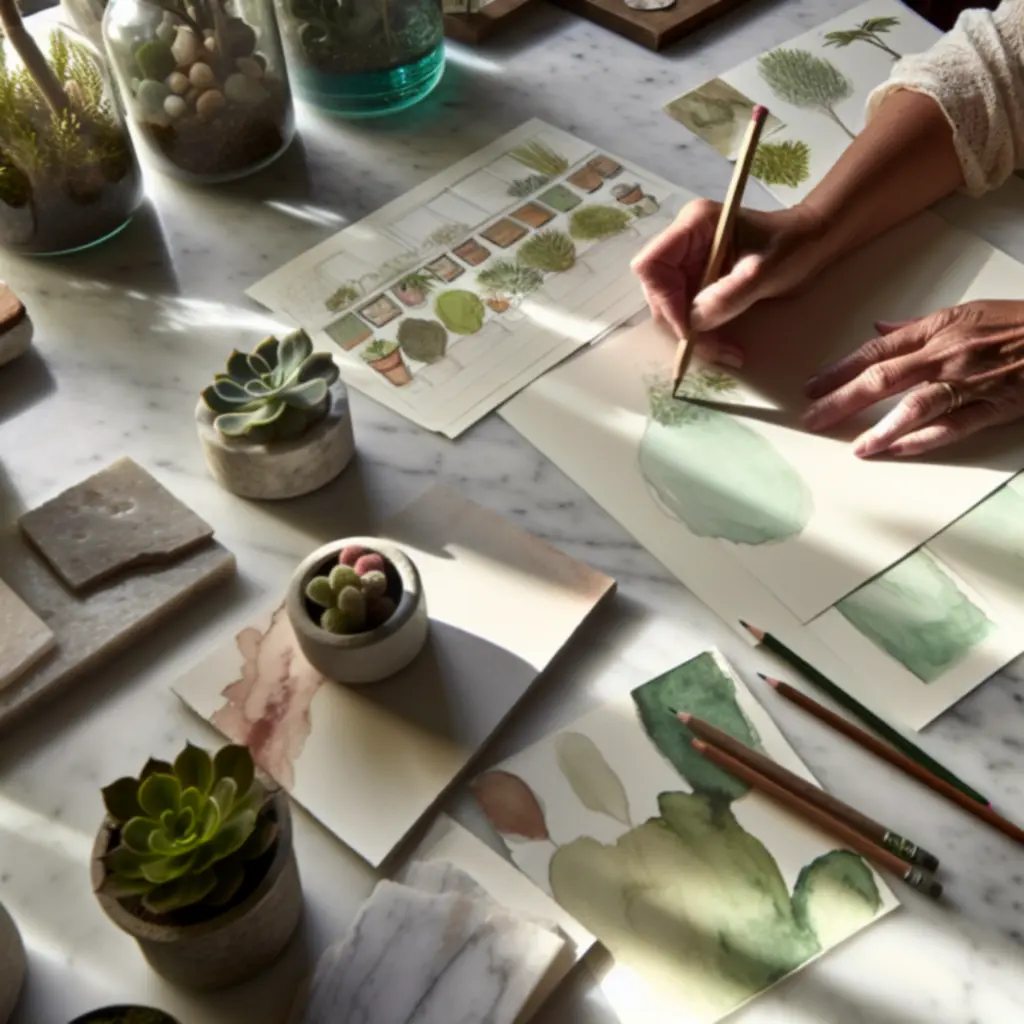 Szczegóły procesu projektowego - szkice i plany ogrodu