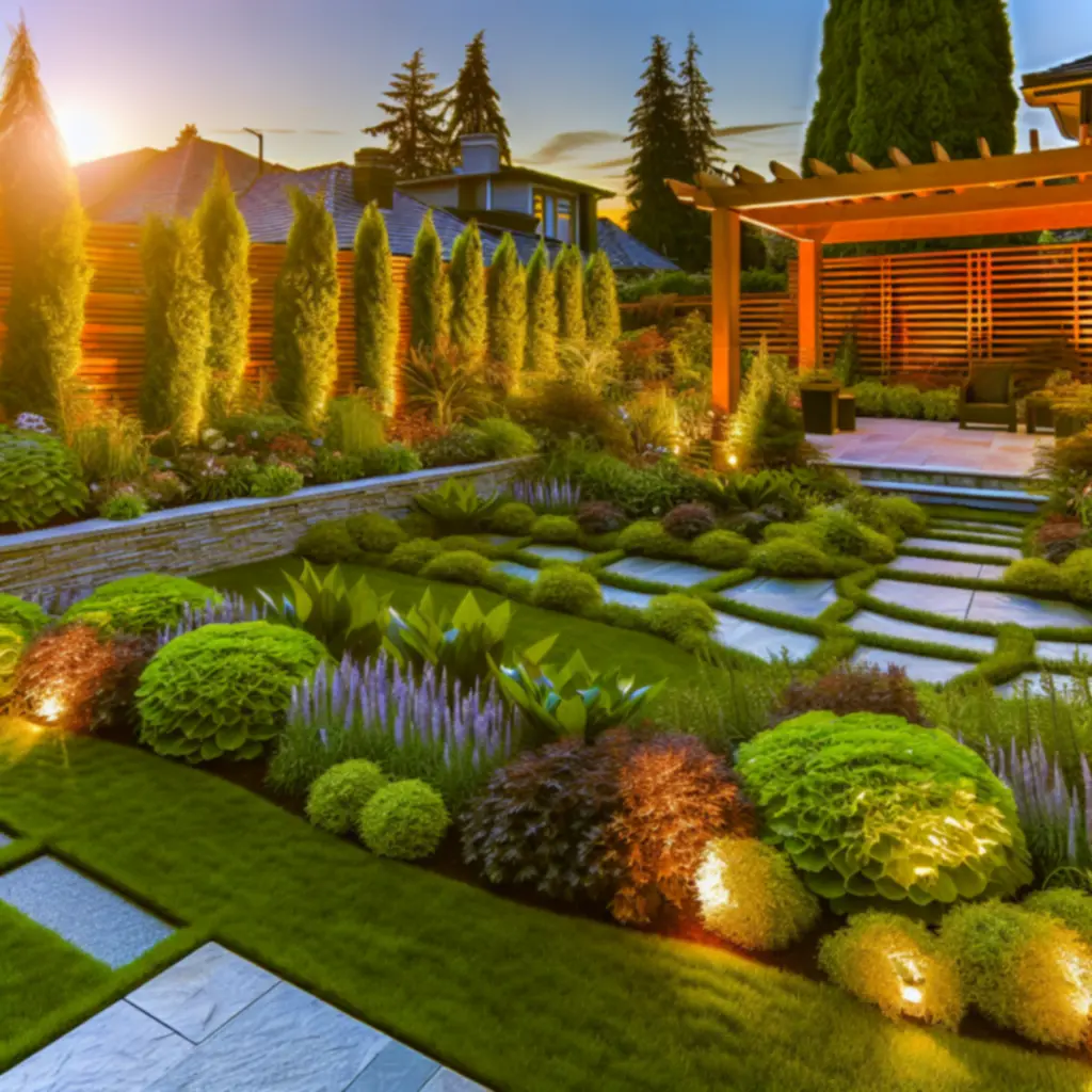 Dramatyczna transformacja ogrodu prezentująca bujną architekturę krajobrazu