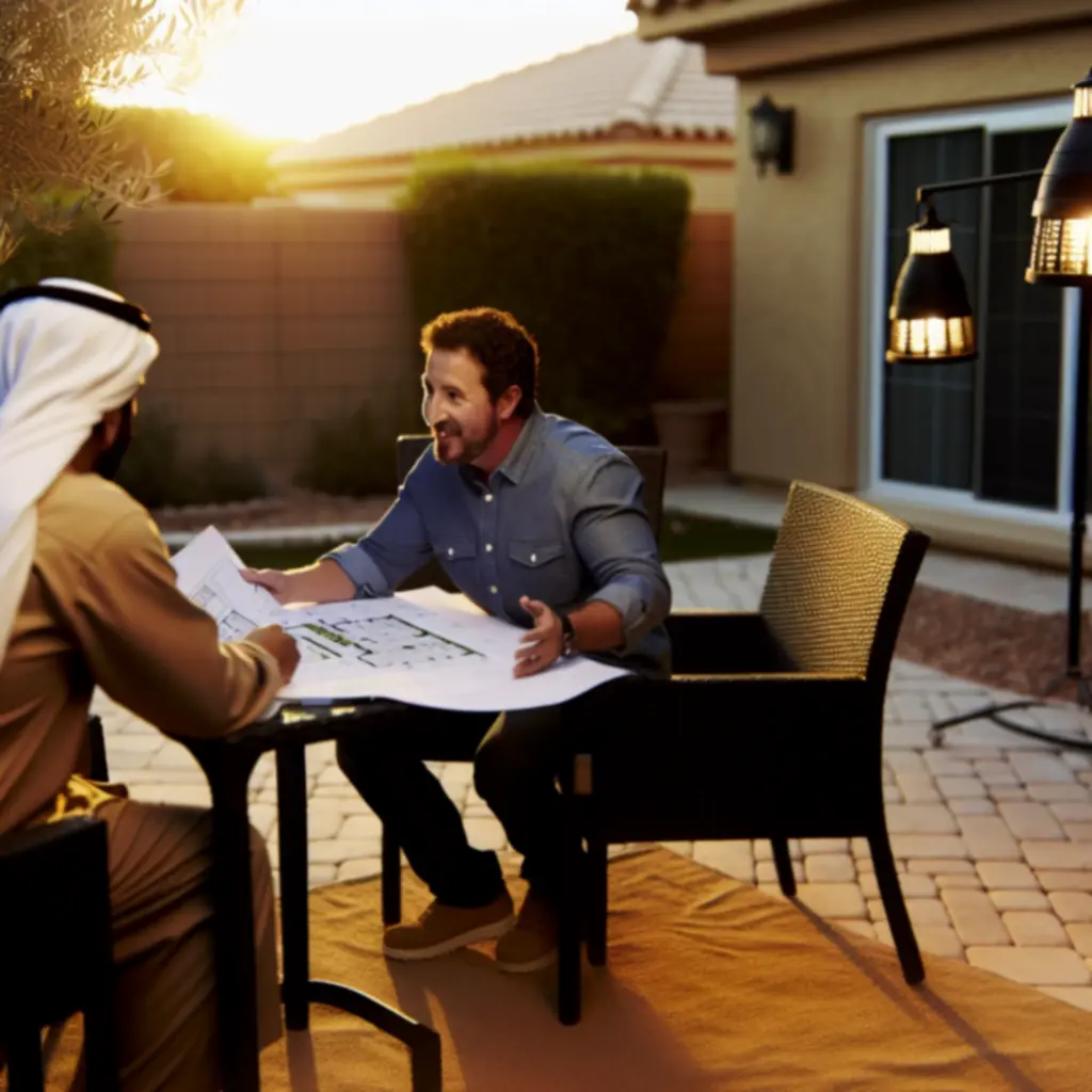 Projektant oświetlenia podczas konsultacji na miejscu inwestycji