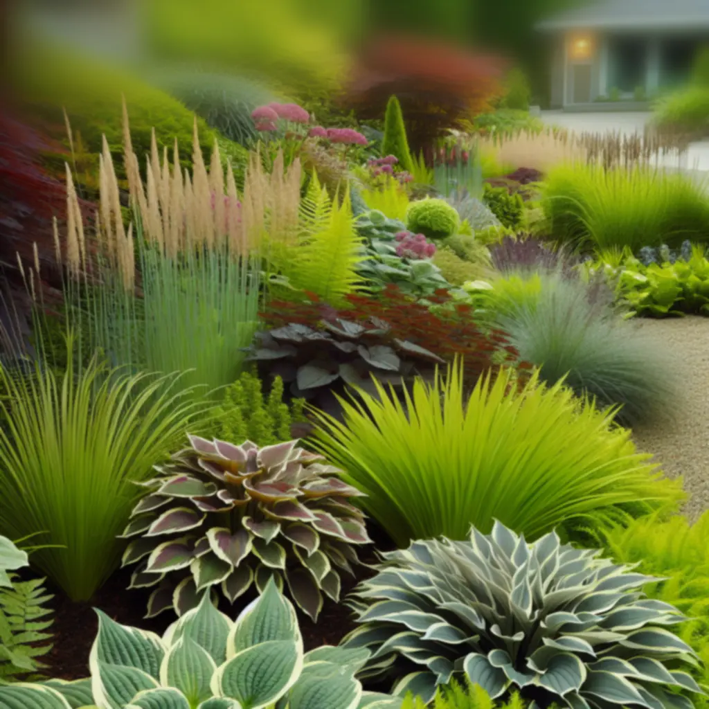 Bujny, niestandardowy ogród z warstwową roślinnością