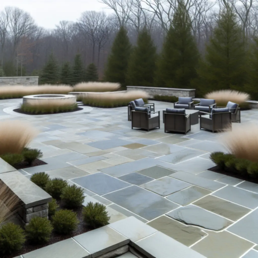 Rzeźbiarski taras kamienny z misternym projektem ścieżki