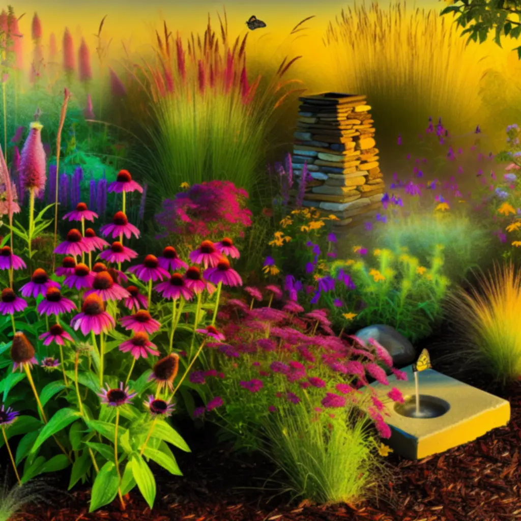 Zrównoważony ogród z roślinami rodzimymi i zbiornikiem na deszczówkę